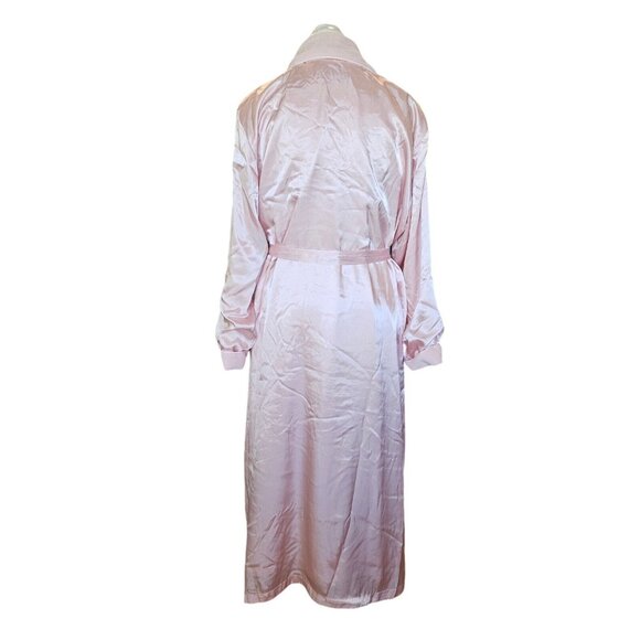 Vintage‎ 90s Light Pink Satin Long Robe Fleece Lined Womens M/L Ankle Length - Picture 4 of 12
